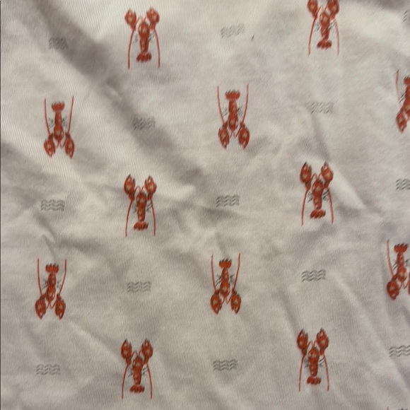 Feather Baby 100% Pima Cotton Yoke Romper w/ Lobster Print on Light Pink - Picture 4 of 7